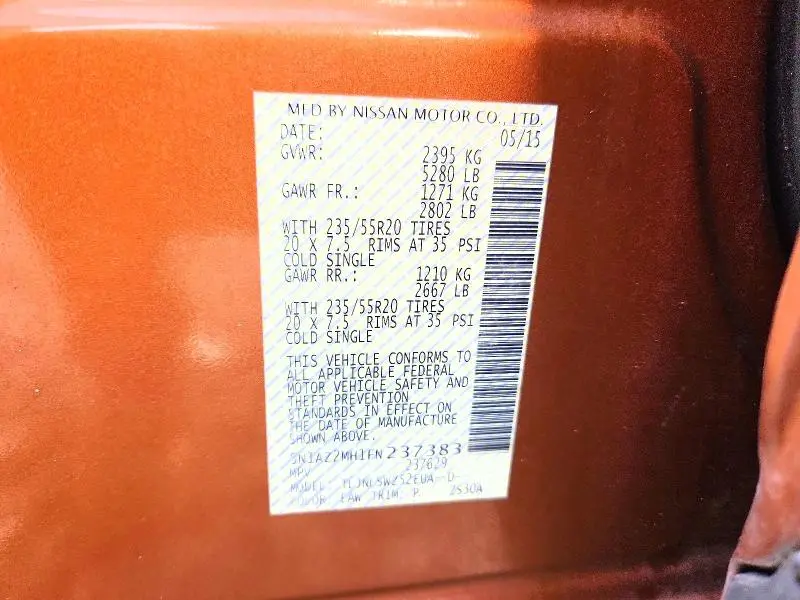 2015 NISSAN MURANO PLATINUM  