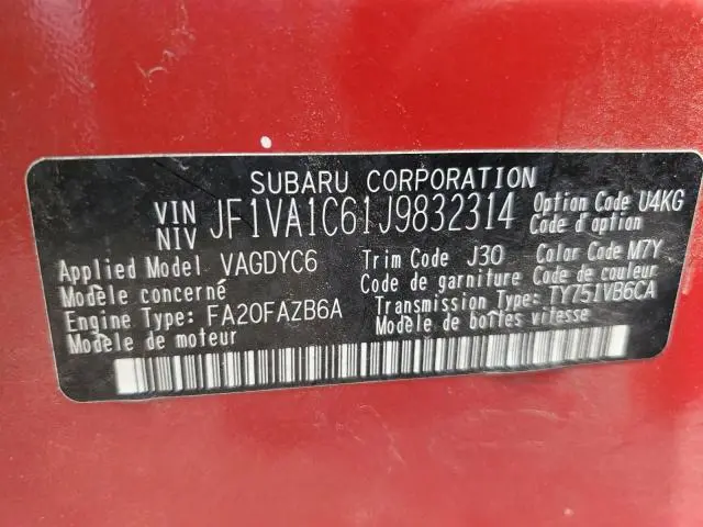 2018 SUBARU WRX PREMIUM  