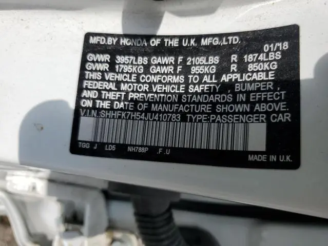 2018 HONDA CIVIC EX  