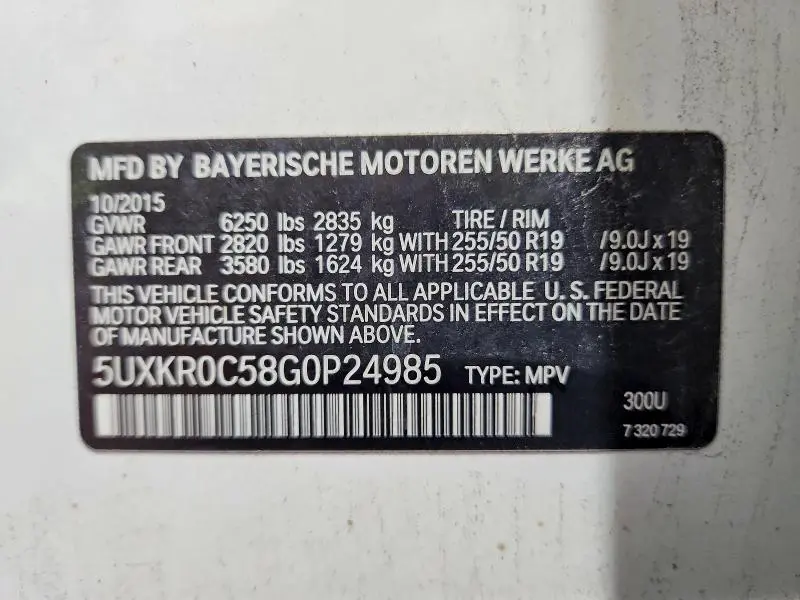 2016 BMW X5 XDRIVE35I  