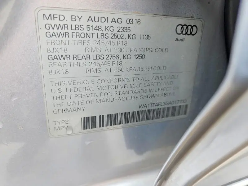 2016 AUDI A4 ALLROAD PREMIUM  
