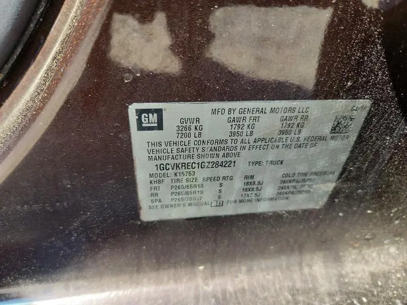 2016 CHEVROLET SILVERADO K1500 LT  