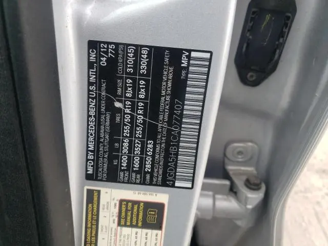 2012 MERCEDES-BENZ ML 350 4MATIC