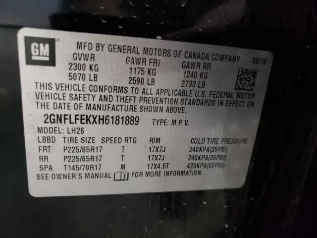 2017 CHEVROLET EQUINOX LT  