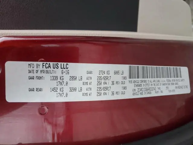 2017 CHRYSLER PACIFICA TOURING  