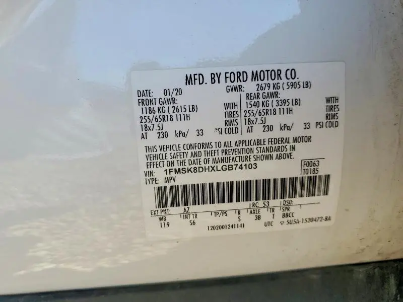 2020 FORD EXPLORER XLT  