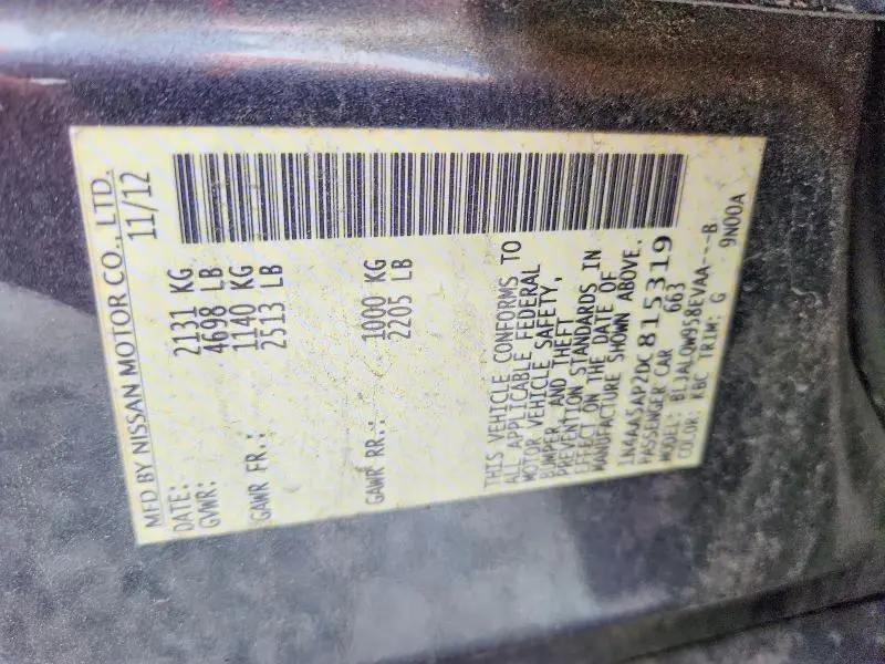 2013 NISSAN MAXIMA 3.5 S  