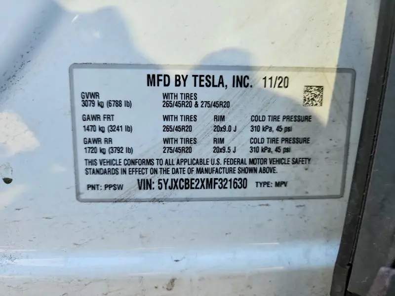2021 TESLA MODEL X   