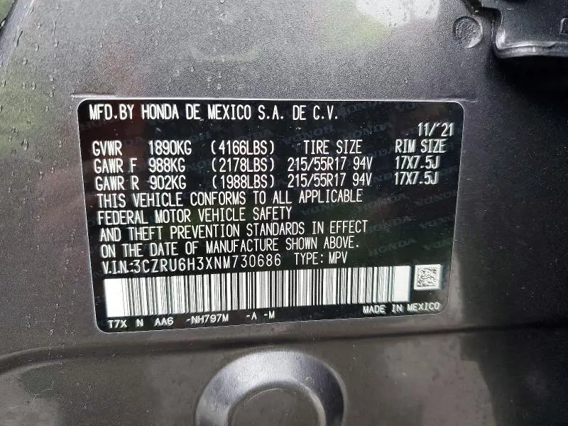 2022 HONDA HR-V LX  