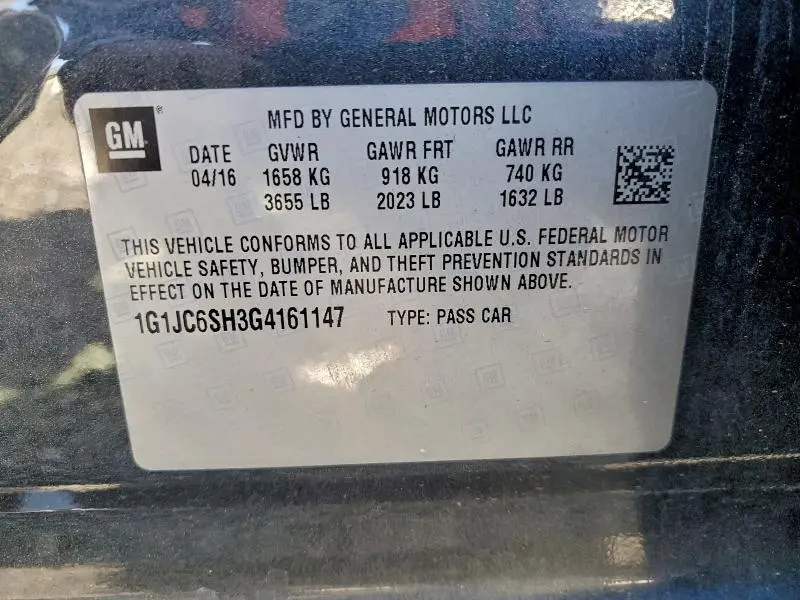 2016 CHEVROLET SONIC LT  