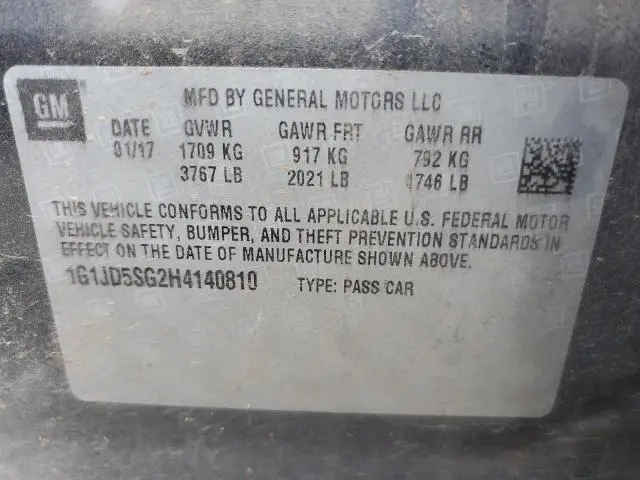 2017 CHEVROLET SONIC LT