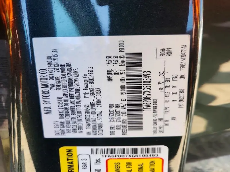 2016 FORD FUSION SE  