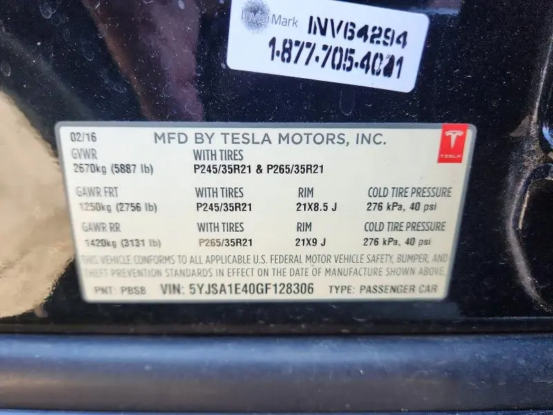 2016 TESLA MODEL S   
