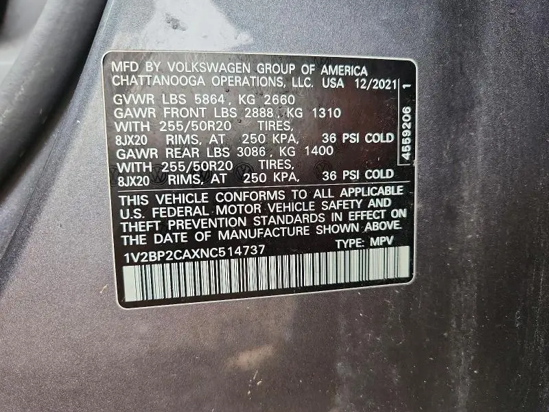 2022 VOLKSWAGEN ATLAS SEL  