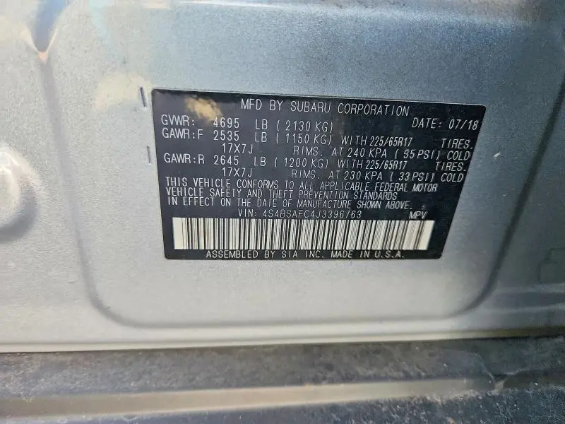 2018 SUBARU OUTBACK 2.5I PREMIUM  