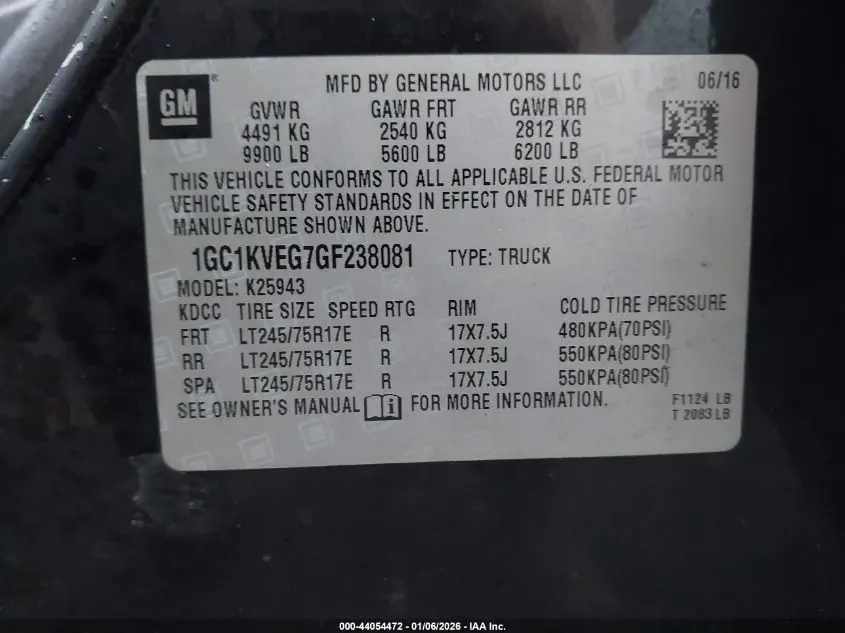 2016 CHEVROLET SILVERADO 2500HD LT