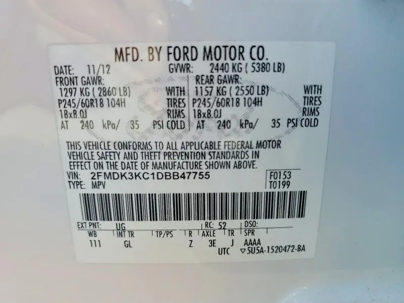 2013 FORD EDGE LIMITED  