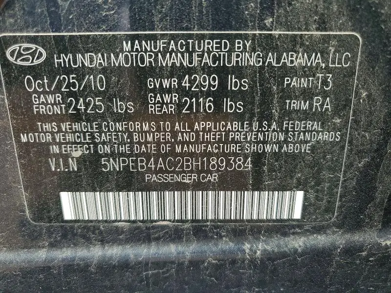 2011 HYUNDAI SONATA GLS  