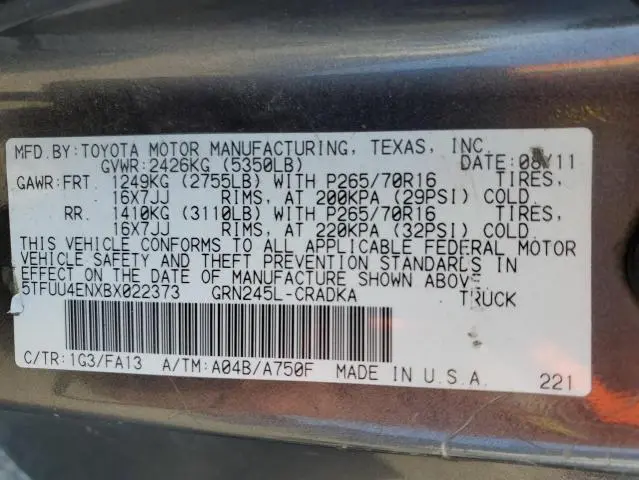 2011 TOYOTA TACOMA ACCESS CAB  