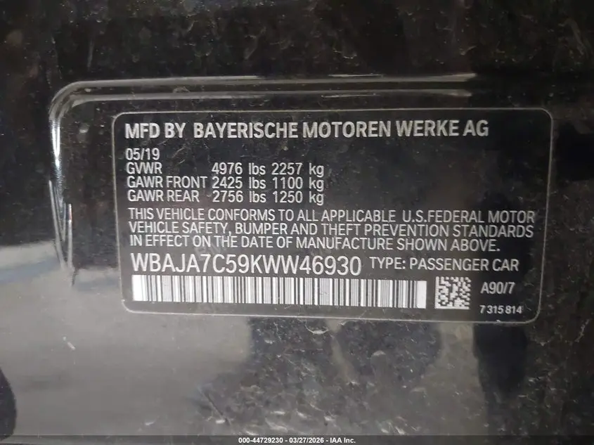 2019 BMW 530I XDRIVE