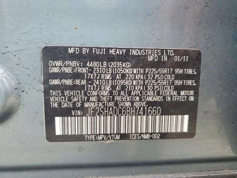 2011 SUBARU FORESTER 2.5X PREMIUM  