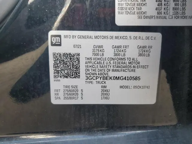 2021 CHEVROLET SILVERADO K1500 CUSTOM  