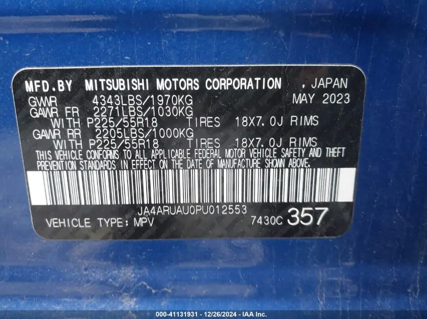 2023 MITSUBISHI OUTLANDER SPORT 2.0 SE AWC