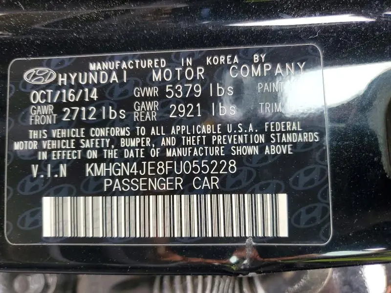 2015 HYUNDAI GENESIS 3.8L  