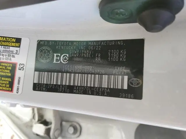 2022 TOYOTA CAMRY XSE  