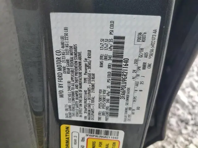 2016 FORD FUSION SE HYBRID  