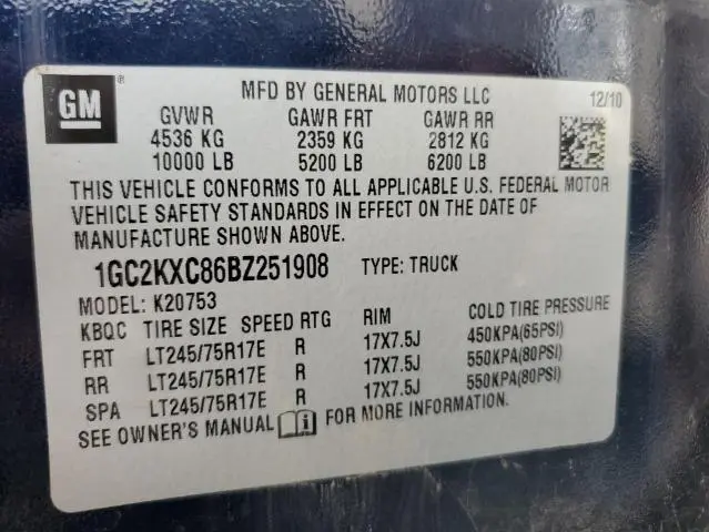 2011 CHEVROLET SILVERADO K2500 HEAVY DUTY LT  