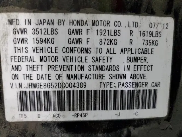 2013 HONDA FIT SPORT  