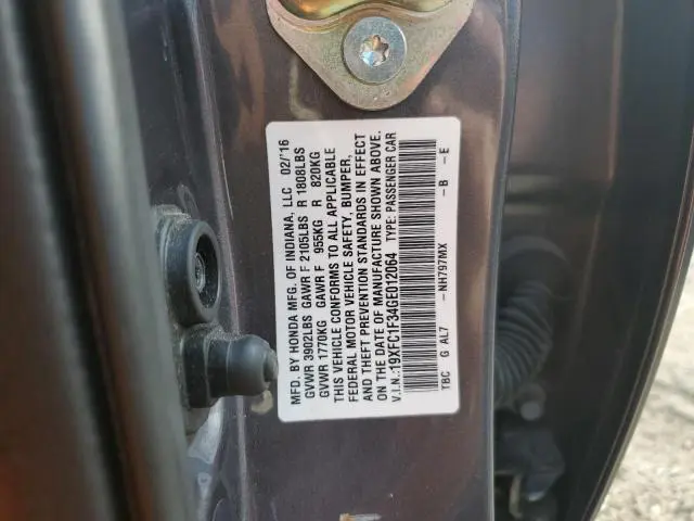 2016 HONDA CIVIC EX  
