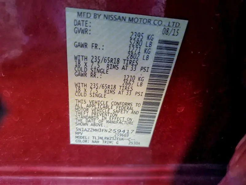 2015 NISSAN MURANO S  