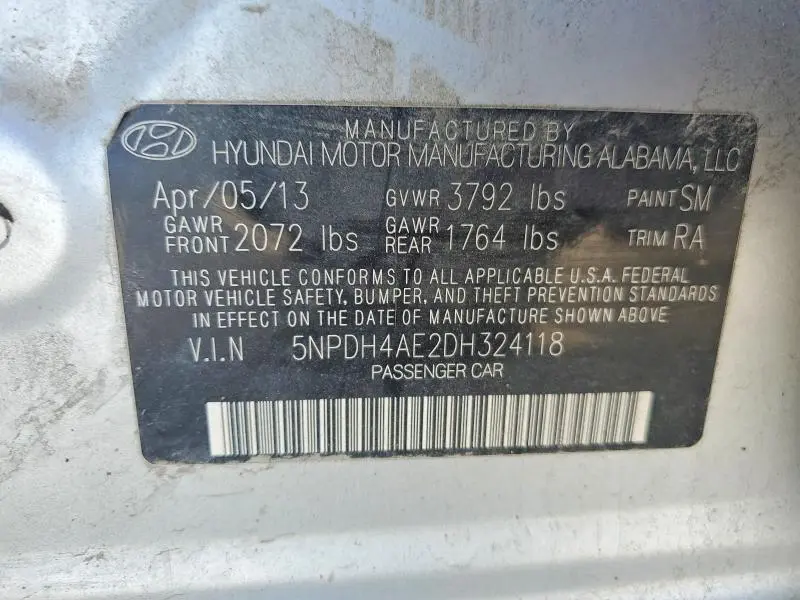 2013 HYUNDAI ELANTRA GLS  
