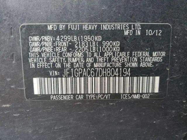 2013 SUBARU IMPREZA PREMIUM  