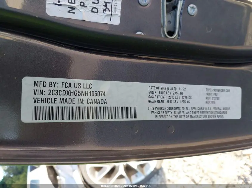 2022 DODGE CHARGER GT RWD