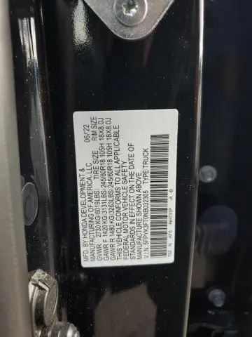 2022 HONDA RIDGELINE RTL  