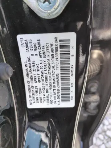2013 HONDA CIVIC LX  