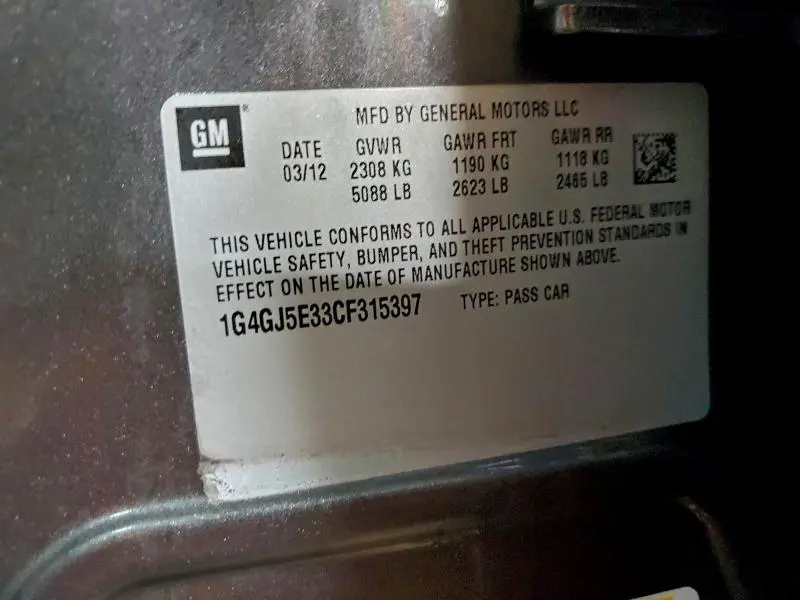 2012 BUICK LACROSSE TOURING  