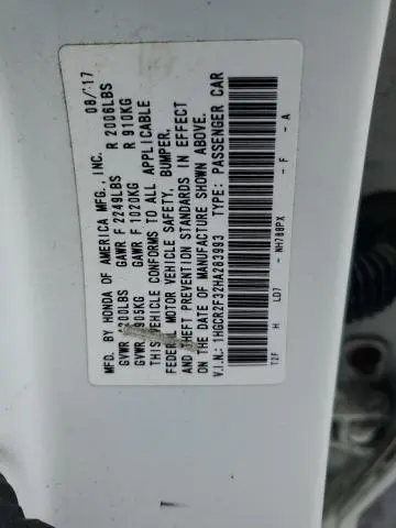 2017 HONDA ACCORD LX