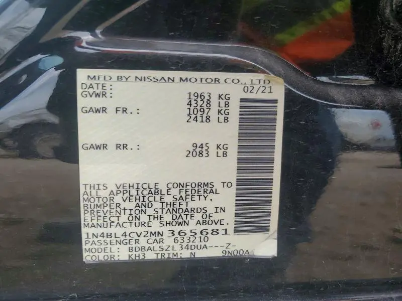 2021 NISSAN ALTIMA SR  