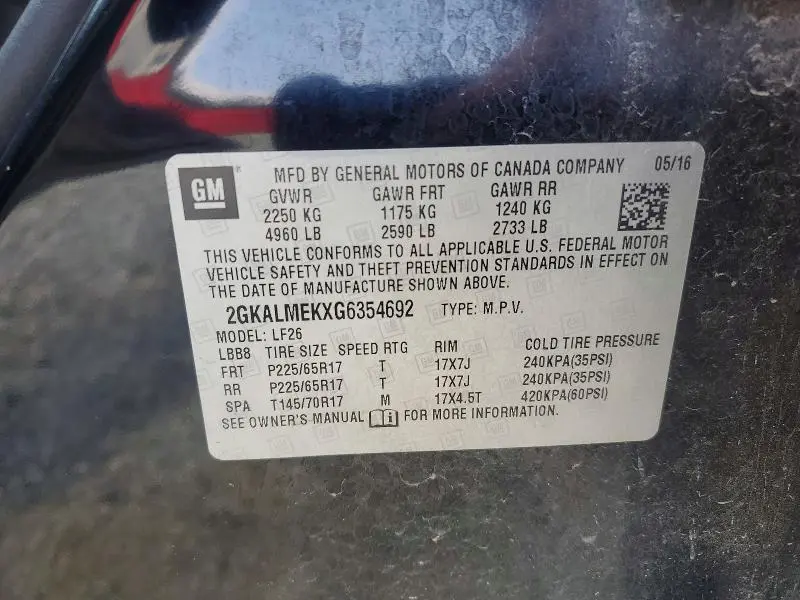 2016 GMC TERRAIN SLE  