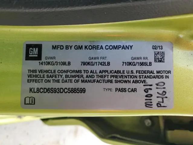 2013 CHEVROLET SPARK 1LT