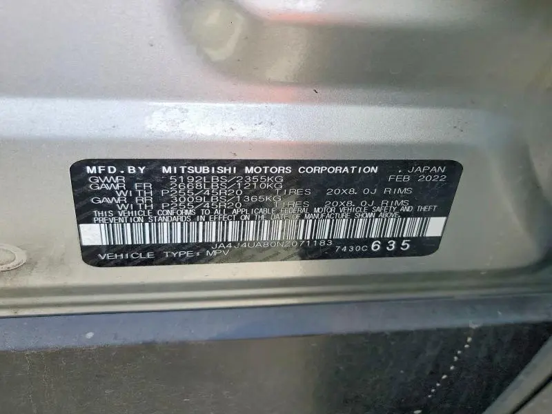 2022 MITSUBISHI OUTLANDER SE  