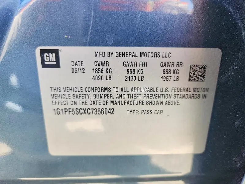 2012 CHEVROLET CRUZE LT  