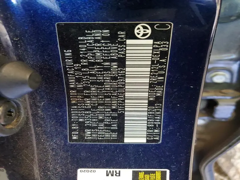 2020 TOYOTA COROLLA LE  