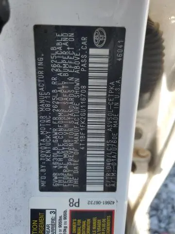 2016 TOYOTA CAMRY LE  