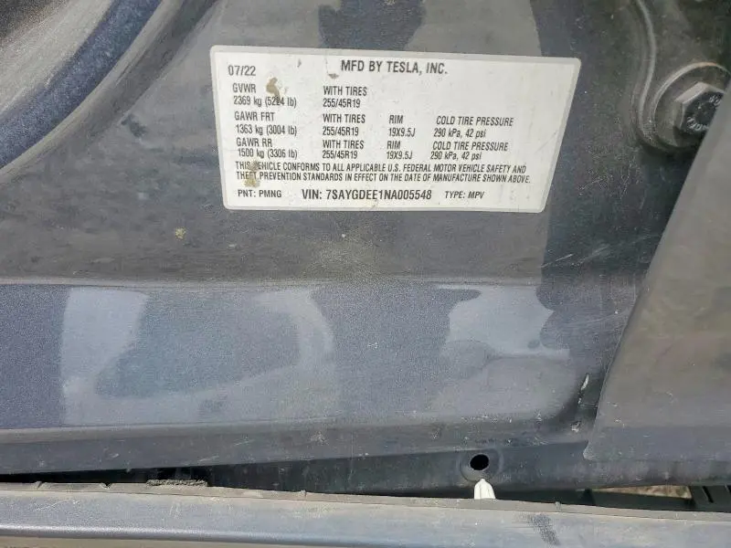 2022 TESLA MODEL Y   