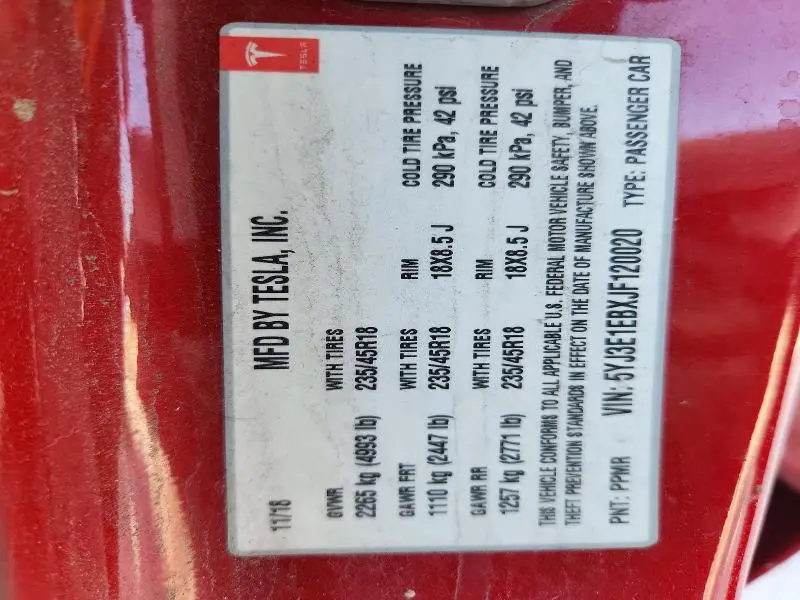 2018 TESLA MODEL 3   